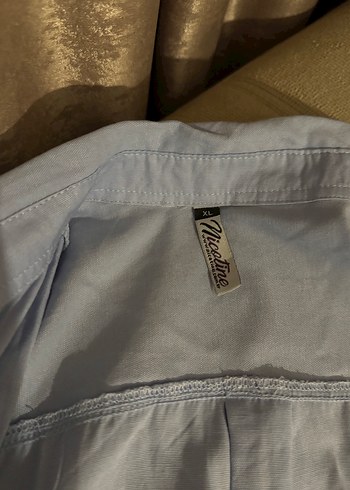 Gri Düğmeli Keten Uzun Kollu Midi Gömlek - Görsel 2