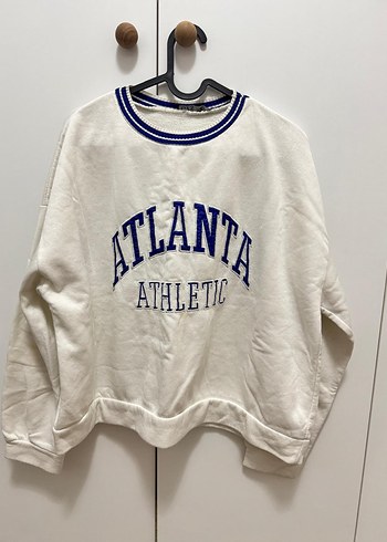 Kadın Beyaz Atlanta Baskılı Pamuklu Sweatshirt