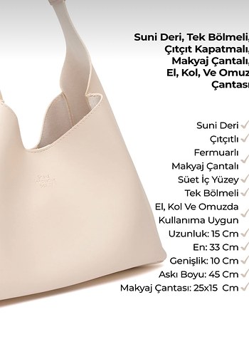Beden Bej Deri Minimalist Kadın Çanta
