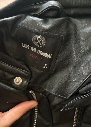 Siyah Deri Biker Ceket, Fermuarlı, normal kesim - Görsel 2