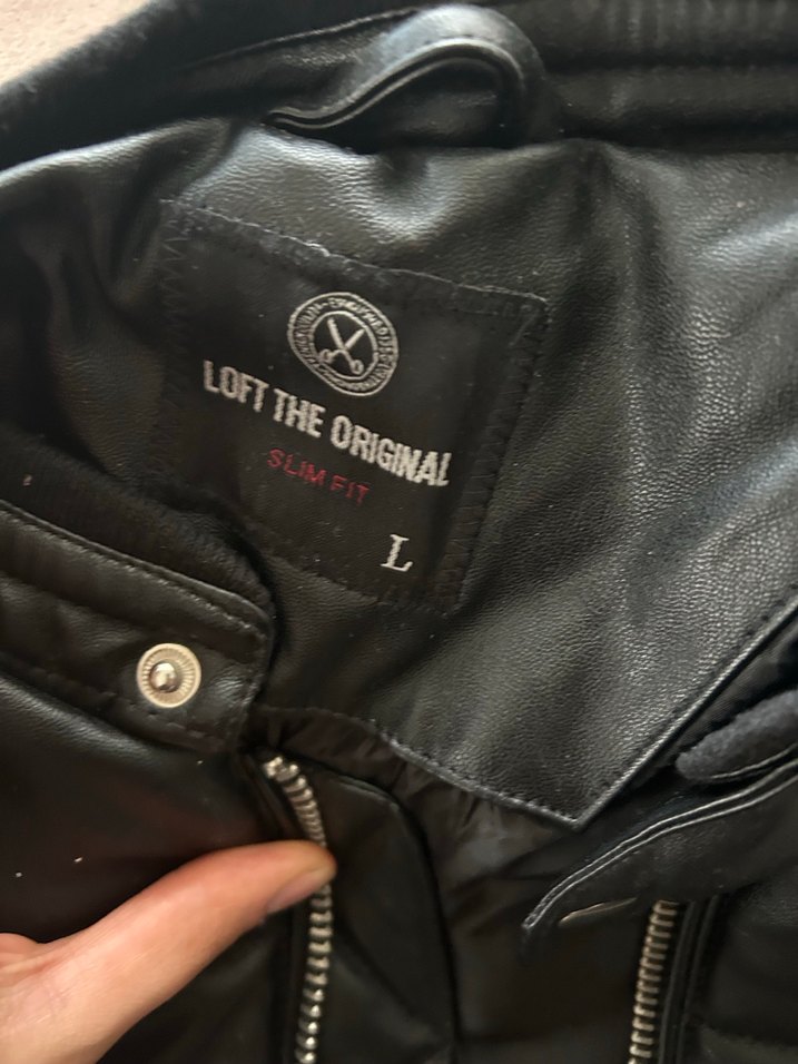 Siyah Deri Biker Ceket, Fermuarlı, normal kesim - Görsel 2