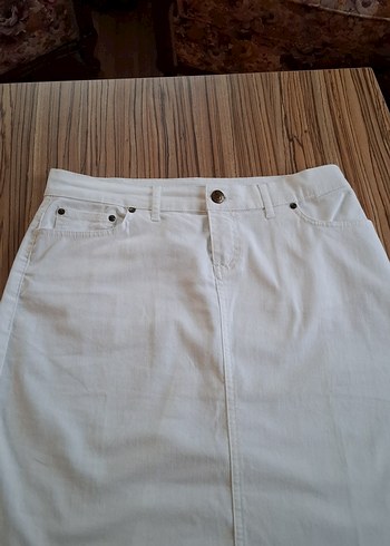 Vena Beyaz Midi Denim Kadın Etek