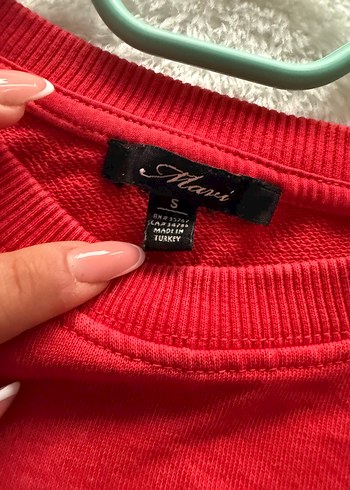 s Beden kırmızı Renk Kırmızı Baskılı Kadın Sweatshirt