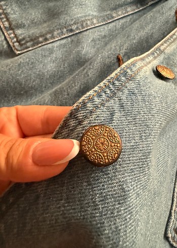 xs Beden Kemer Detaylı Salaş Mavi Denim Ceket