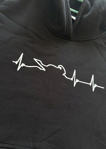 m Beden Siyah Kapüşonlu Baskılı Kadın Sweatshirt