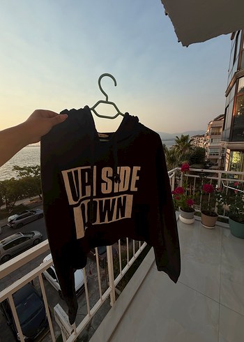Siyah Kadın Süet Sweatshirt Velcro Detaylı