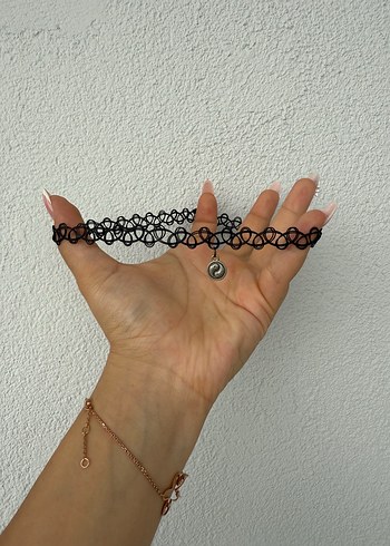 Beden Yılan Desenli Siyah Zincir Kadın Kolye