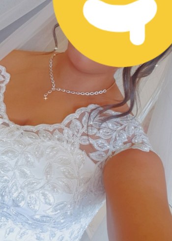 Gelinlik V Yaka Askılı Beyaz A Kesim Gelinlik