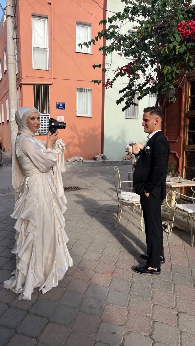 Uzun Ekru Hülya Keser Tesettür Abiye - Görsel 2