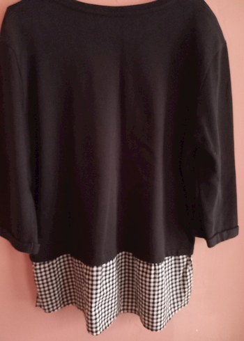 Siyah Baskılı Hamile Tişörtü Düğmeli - Görsel 2