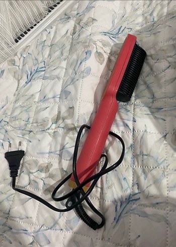 2'si 1 Arada Kırmızı Elektrikli Saç Düzleştirici Tarak - Görsel 2