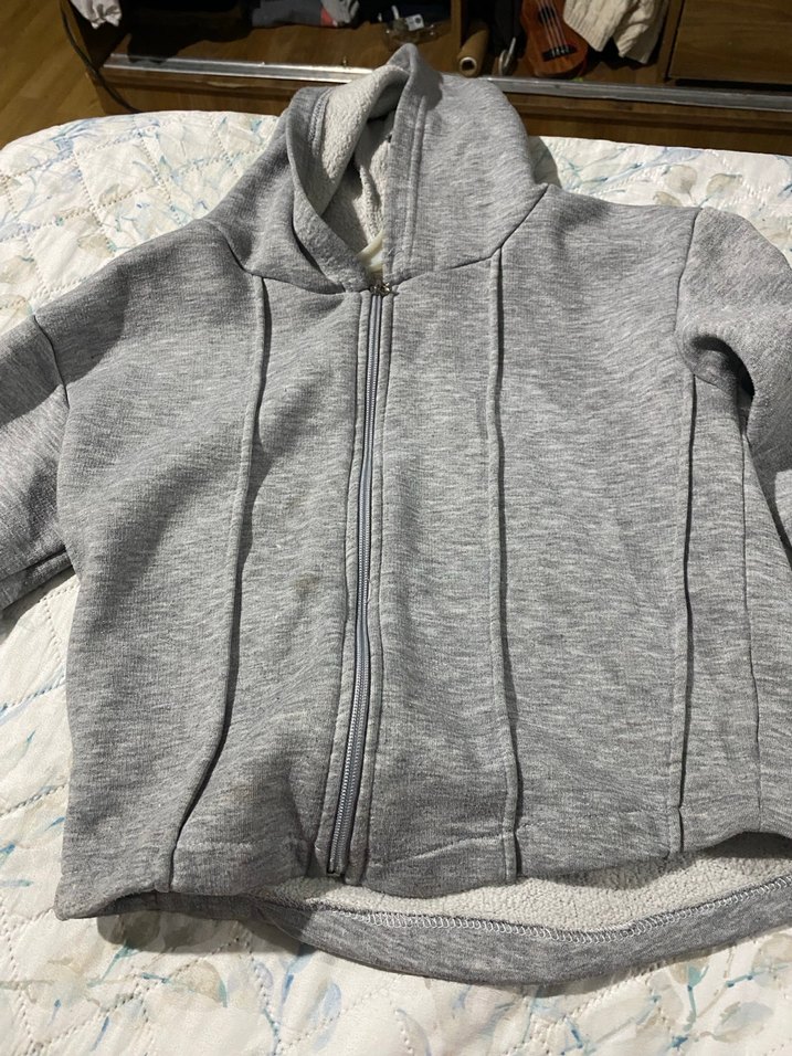 Gri Fermuarlı Kadın Sweatshirt - Görsel 2