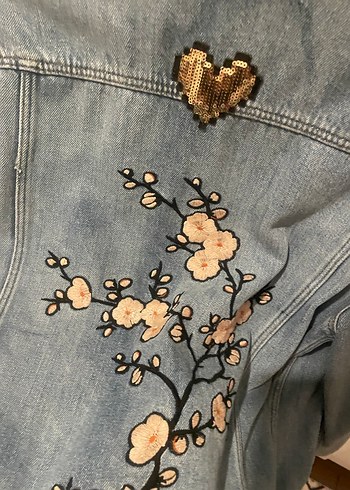 38 Beden mavi Renk Nakışlı Mavi Jeans Kadın Kot Ceket