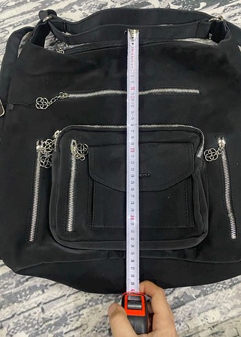 Beden Siyah Gotik Kadın Çanta Fermuarlı