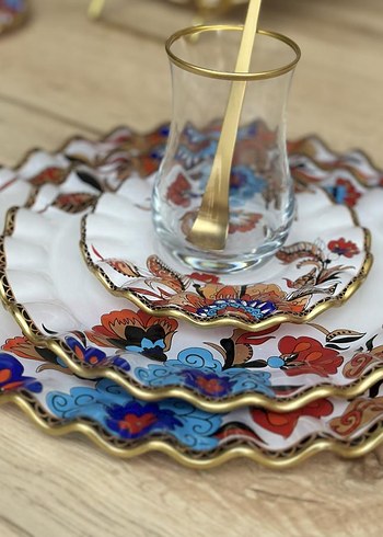 Desenli Çok Renkli kahvaltı seti - Görsel 2