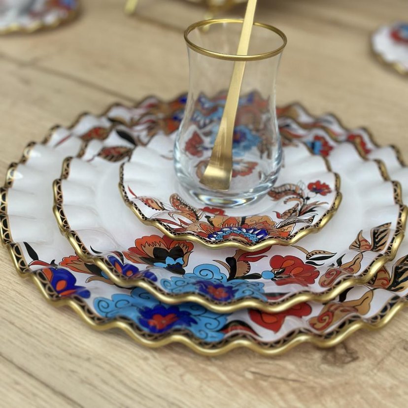 Desenli Çok Renkli kahvaltı seti - Görsel 2