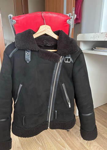 Siyah Süet Kürk Detaylı Kadın Ceket
