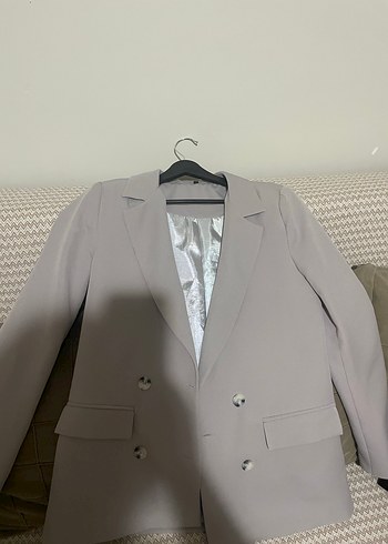 Düğmeli gri Kadın Blazer Ceket