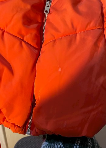 m Beden Kadın turuncu Fermuarlı Kısa Mont