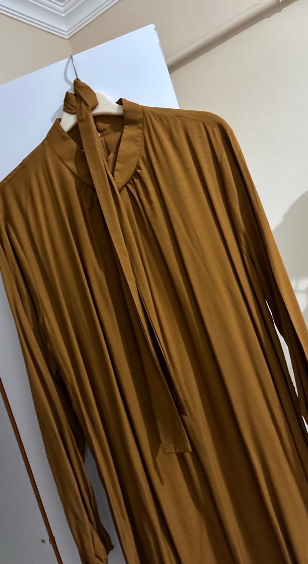 Uzun, Salaş Kesim, Drape Detaylı Kadın Elbise - Görsel 2