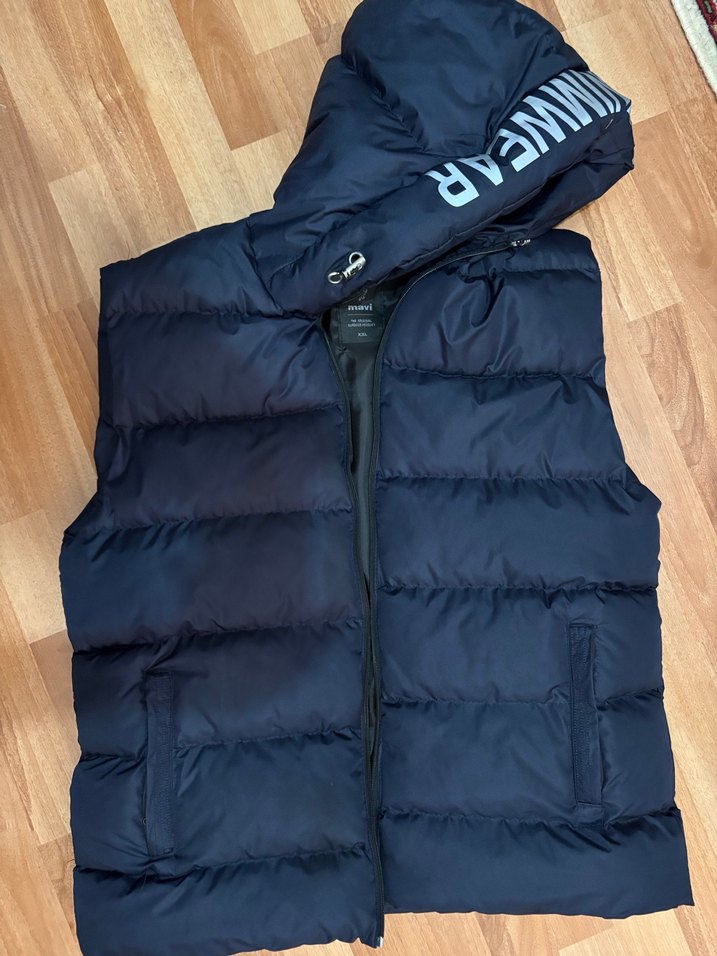 Erkek Lacivert Kapüşonlu reflektörlü Fermuarlı Yelek - Görsel 3