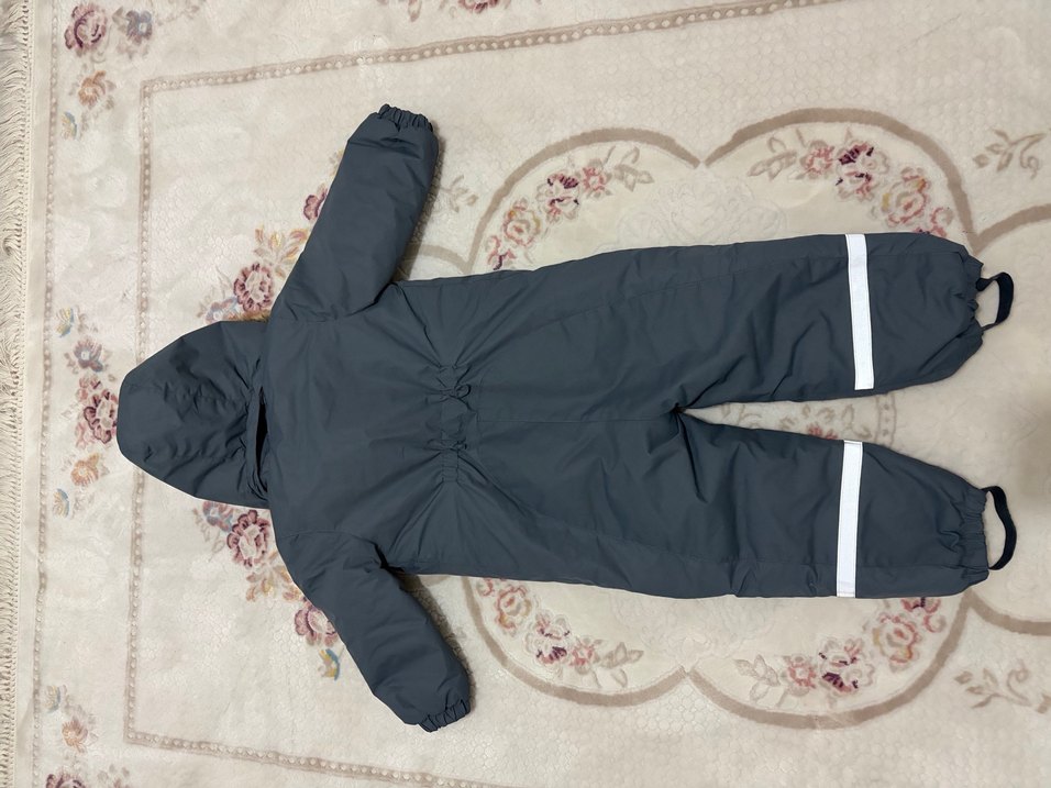 Kürklü Kapüşonlu Gri Bebek Tulumu - Görsel 3