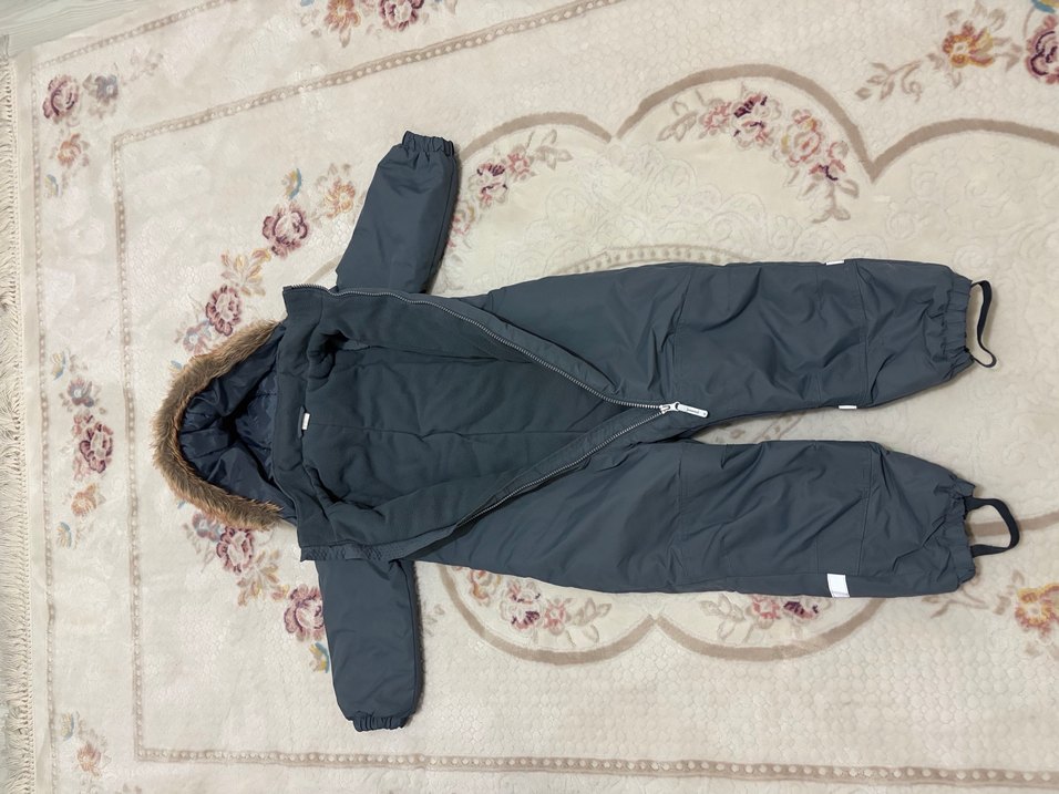 Kürklü Kapüşonlu Gri Bebek Tulumu - Görsel 2