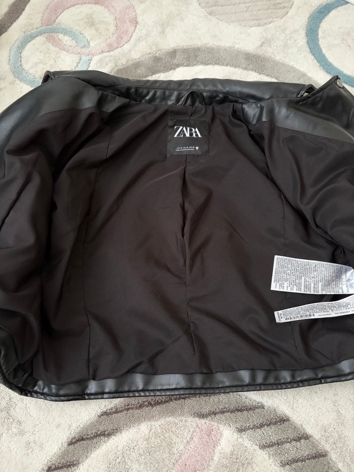 Kadın Siyah Deri Biker Ceket - Görsel 5