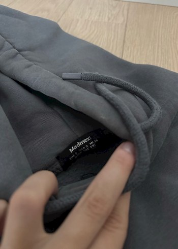 Bershka Kapüşonlu Gri Baskılı Kadın Sweatshirt