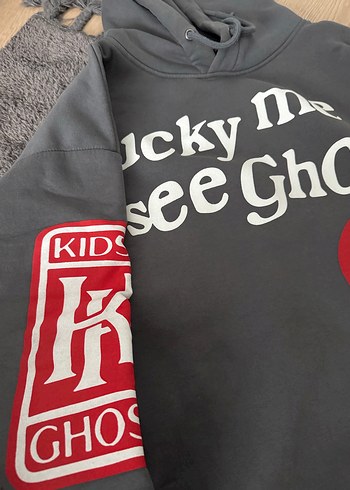 s Beden Kapüşonlu Gri Baskılı Kadın Sweatshirt