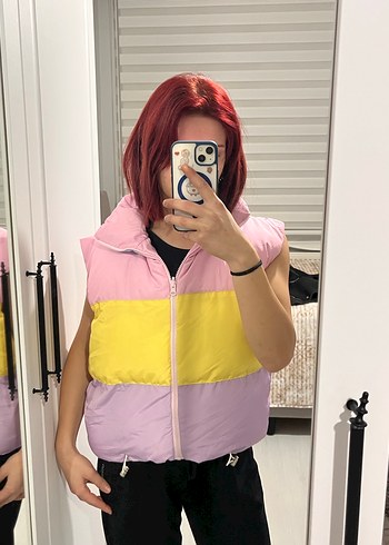 Renkli Bağcıklı Kadın Şişme Yelek - Görsel 4