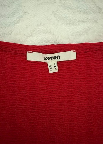 Koton marka L beden kırmızı bluz.Sadece 1 kez giyildi - Görsel 3