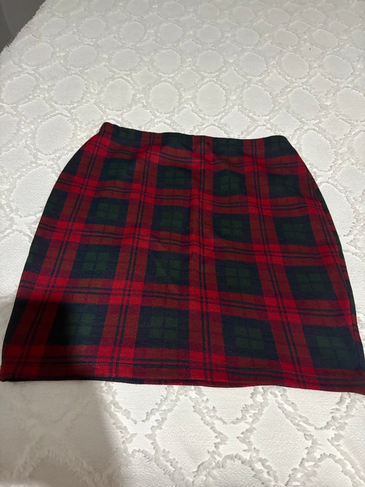 Ekoseli M beden likralı etek. - Görsel 2