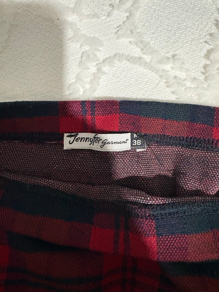 Ekoseli M beden likralı etek. - Görsel 3