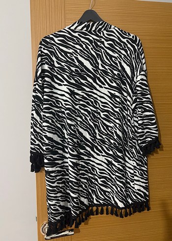 Pareo M beden. Uzun Siyah Beyaz Zebra Desenli - Görsel 2