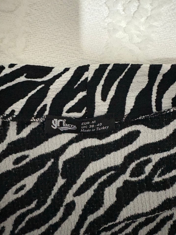 Pareo M beden. Uzun Siyah Beyaz Zebra Desenli - Görsel 3