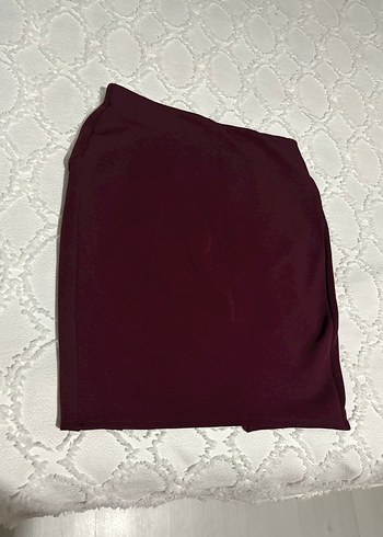 Bershka M beden likralı bordo renk etek - Görsel 2