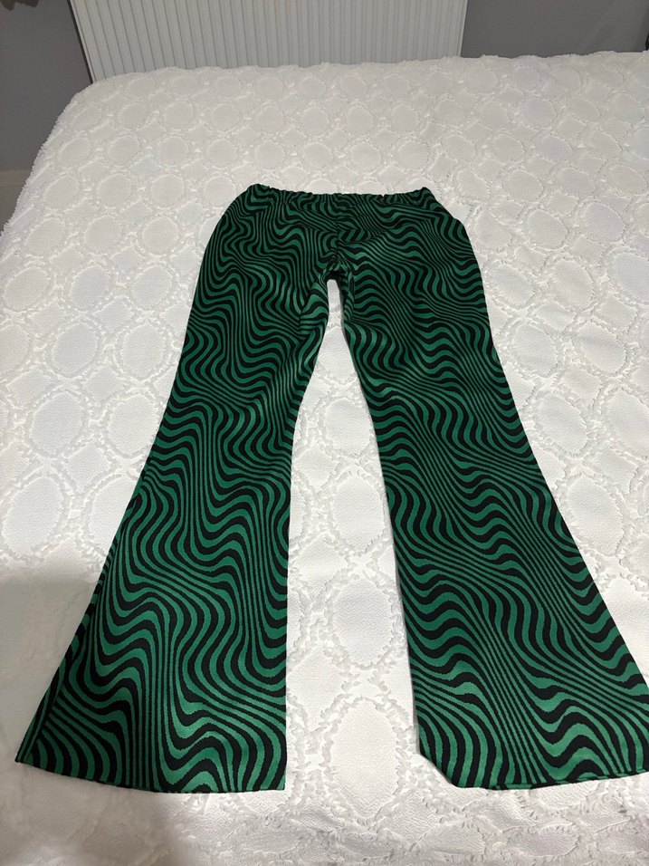 Busem marka 42/ XL beden Yeşil zebra İspanyol paça pantalon - Görsel 3
