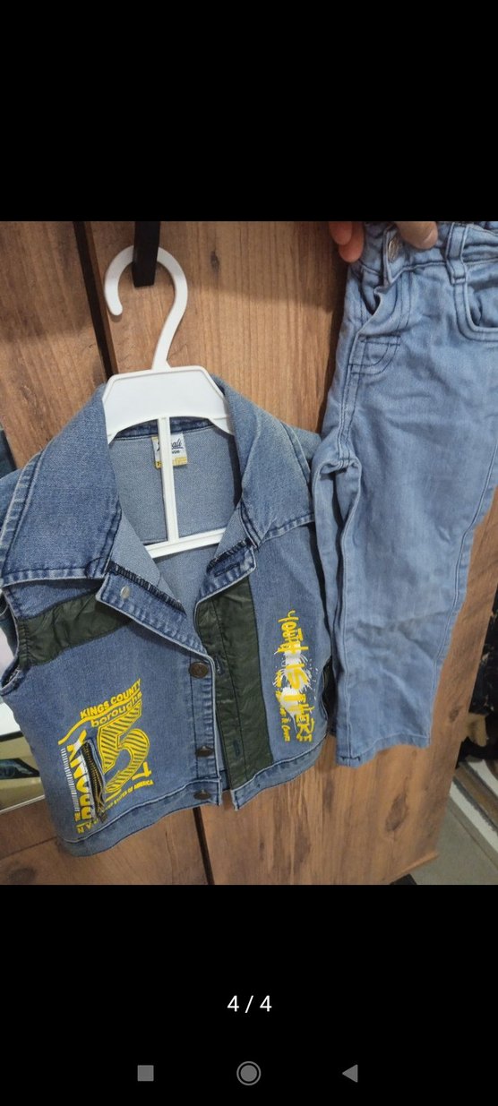 Erkek Bebek Denim Takım Gri Baskılı - Görsel 2