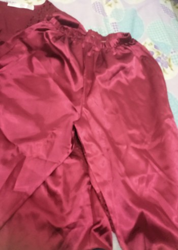 Bordo Parlak kadın pijama takımı Exclusive - Görsel 5