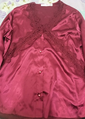 Bordo Parlak kadın pijama takımı Exclusive - Görsel 6