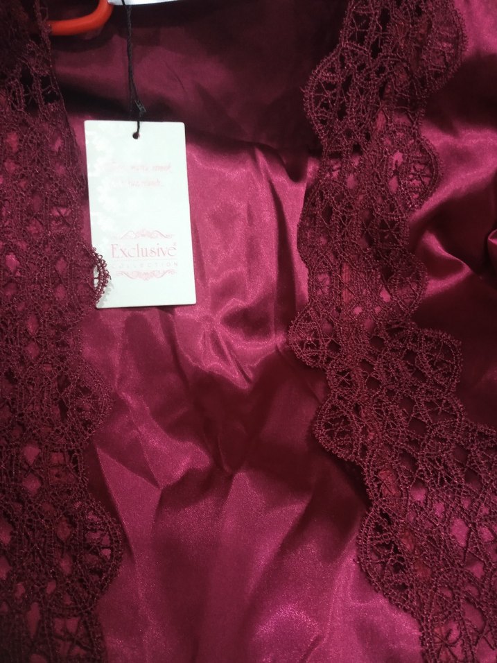 Bordo Parlak kadın pijama takımı Exclusive - Görsel 4