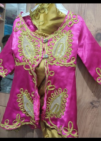 Pembe Nakışlı Uzun Kollu Kadın Hint Elbisesi - Görsel 3