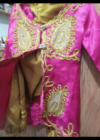 Pembe Nakışlı Uzun Kollu Kadın Hint Elbisesi - Görsel 2