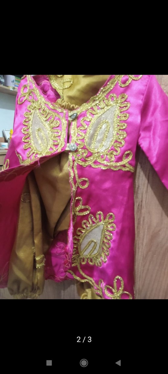 Pembe Nakışlı Uzun Kollu Kadın Hint Elbisesi - Görsel 2