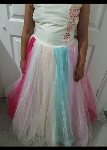 Kız Çocuk Çok Renkli Straplez Elbise - Görsel 2