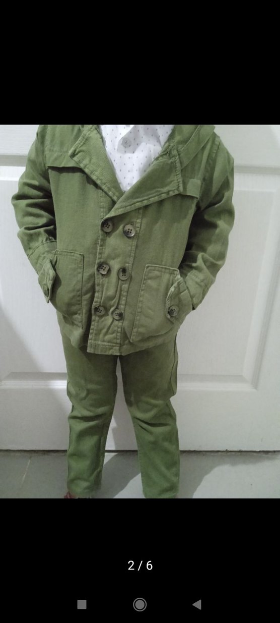 Çocuk Yeşil Düğmeli Takım - Görsel 2