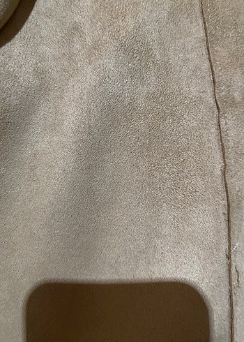 Bej Süet Kadın Kemerli Uzun Trençkot - Görsel 4