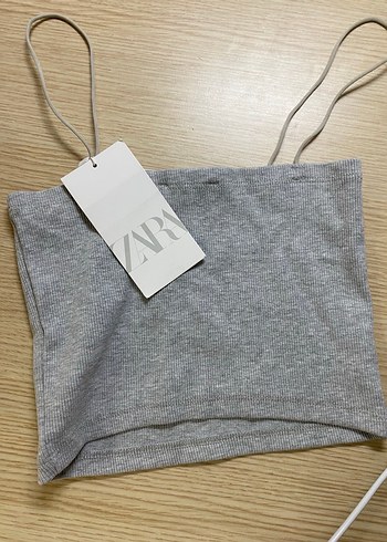 Gri Straplez Kadın crop - Görsel 2