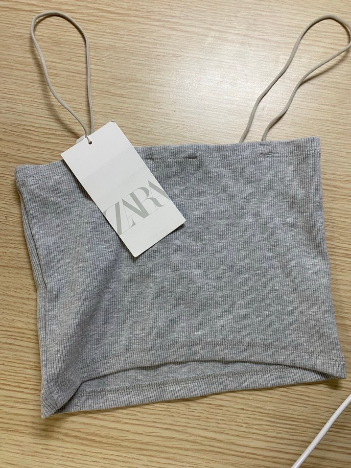 Gri Straplez Kadın crop - Görsel 2